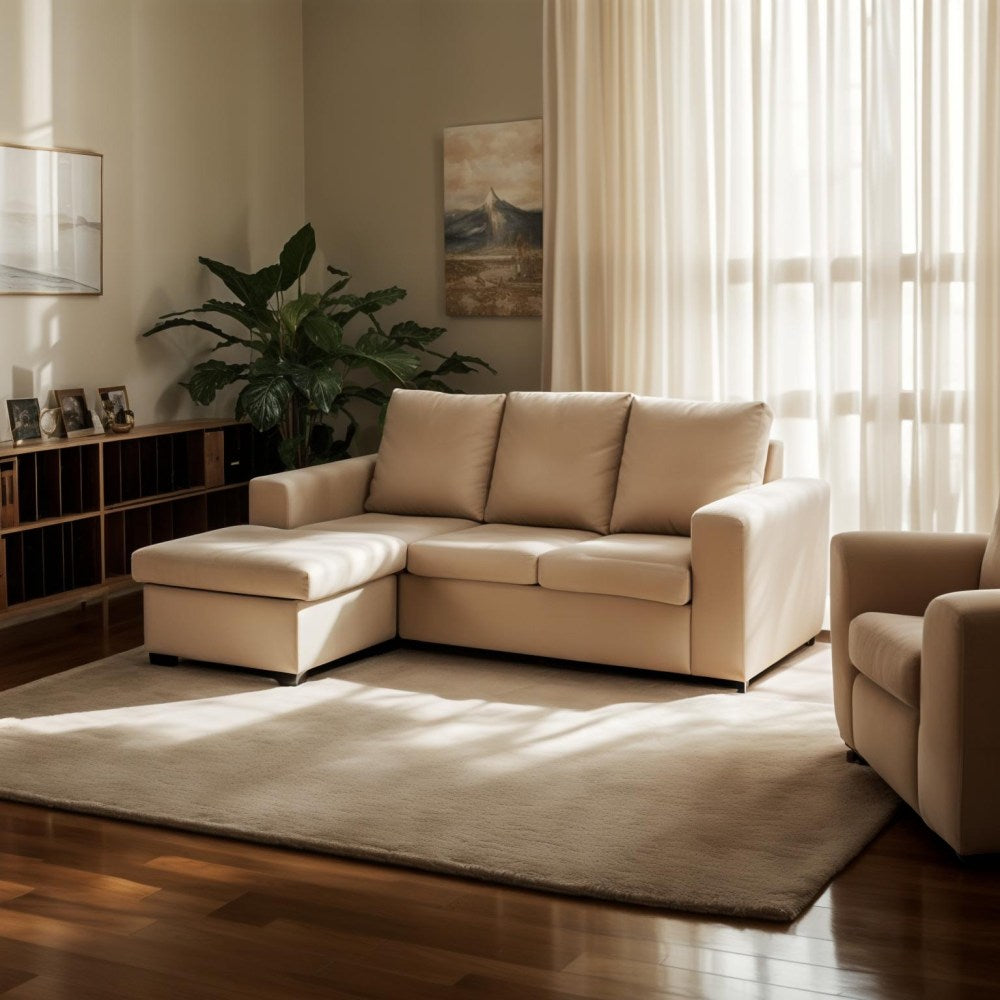Sofá de Canto Astro com Chaise Longue - Bege