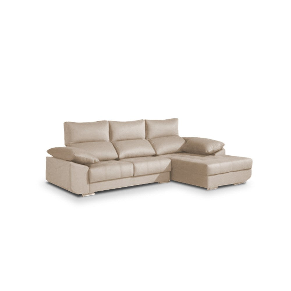 Sofá de Canto Nevada com Chaise Longue - Bege