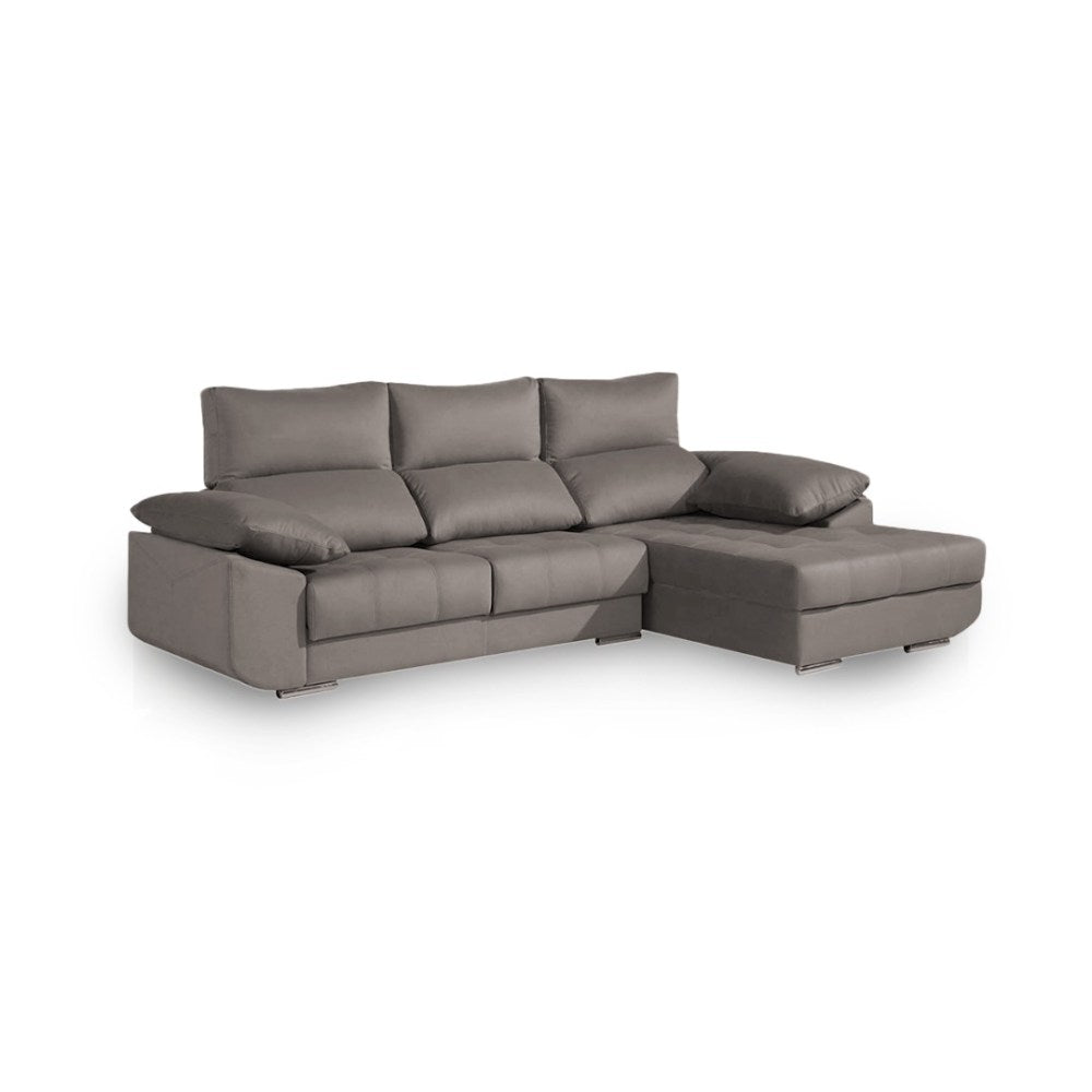 Sofá de Canto Nevada com Chaise Longue - Cinza