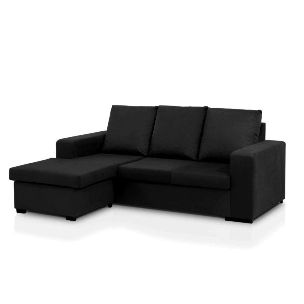 Sofá de Canto Astro com Chaise Longue - Preto