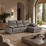 Sofá de Canto Nevada com Chaise Longue - Cinza