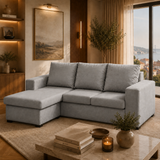 Sofá de Canto Astro com Chaise Longue - Cinza